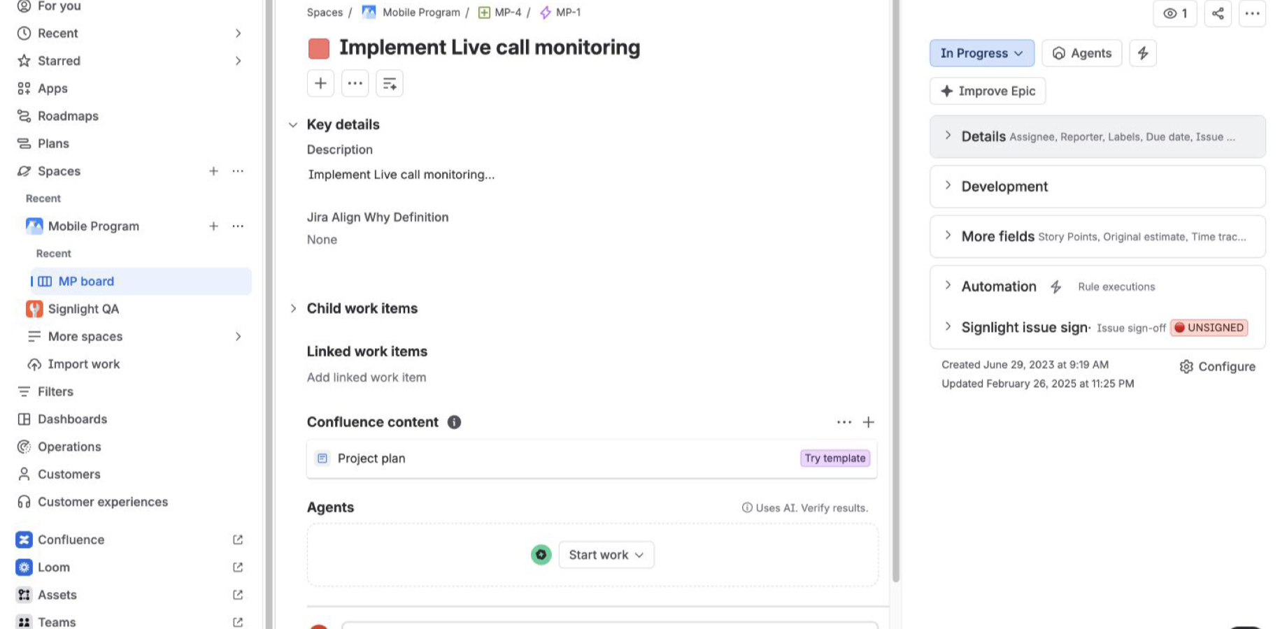 Red unsigned Signlight status in a Jira issue